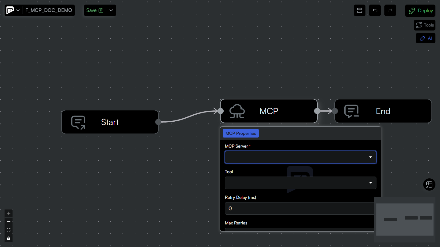 MCP Server Connector node configuration